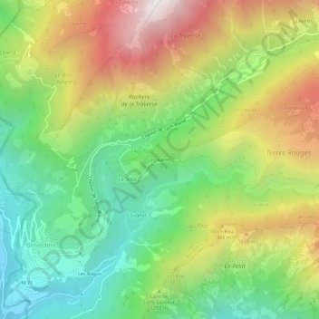 Les Adrets topographic map, elevation, terrain
