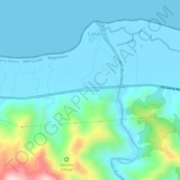 Buritaca topographic map, elevation, terrain