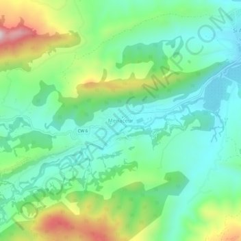 Menaceur topographic map, elevation, terrain