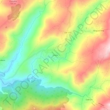 Coura topographic map, elevation, terrain