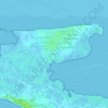 Les Martineau topographic map, elevation, terrain