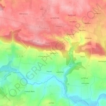 Kerfiloué topographic map, elevation, terrain