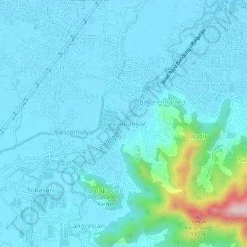Rancamanyar topographic map, elevation, terrain