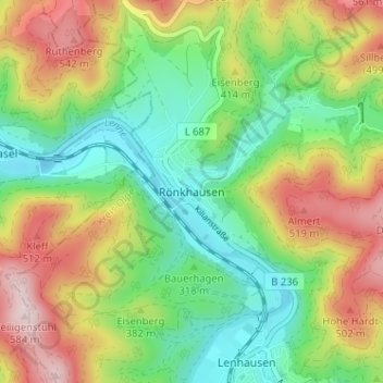 Rönkhausen topographic map, elevation, terrain