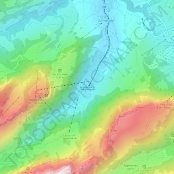 Wasserauen topographic map, elevation, terrain
