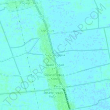 Suranenggala topographic map, elevation, terrain
