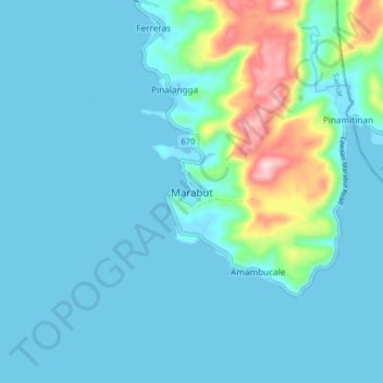 Marabut topographic map, elevation, terrain