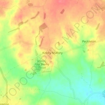 Kirkby Mallory topographic map, elevation, terrain