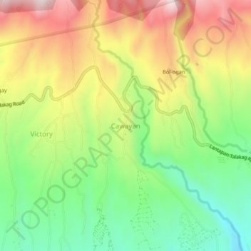 Cawayan topographic map, elevation, terrain