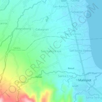 San Isidro Iraya topographic map, elevation, terrain