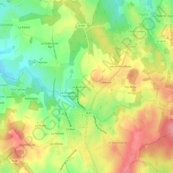 Le Nid topographic map, elevation, terrain