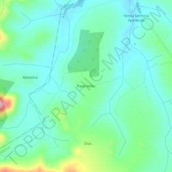 Paiol Velho topographic map, elevation, terrain