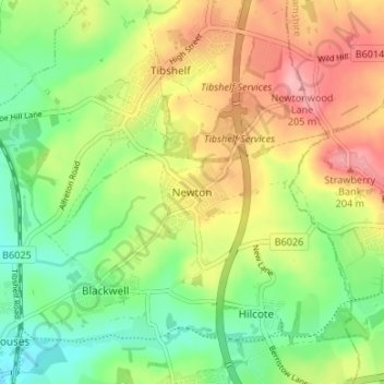 Newton topographic map, elevation, terrain