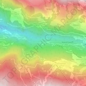 Grand Carrey topographic map, elevation, terrain