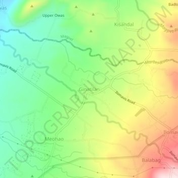 Ginatilan topographic map, elevation, terrain