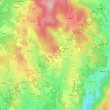 Fournel topographic map, elevation, terrain
