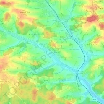 Unterzeitlbach topographic map, elevation, terrain