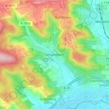 Schornbach topographic map, elevation, terrain