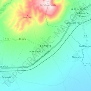 La Piedra topographic map, elevation, terrain