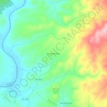 Valbom de Figos topographic map, elevation, terrain