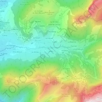 Langin topographic map, elevation, terrain