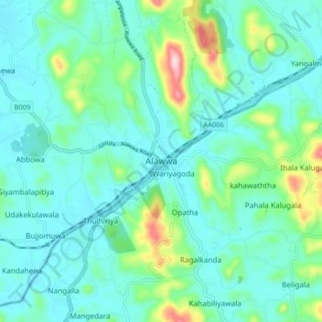 Alawwa topographic map, elevation, terrain