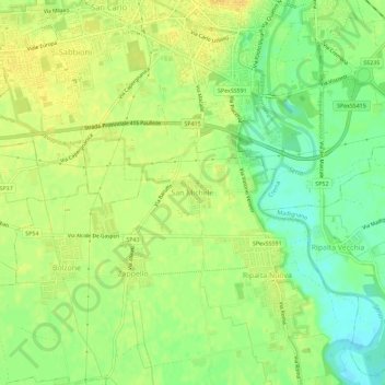 San Michele topographic map, elevation, terrain