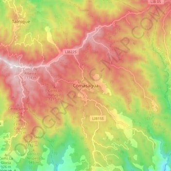 Comasagua topographic map, elevation, terrain