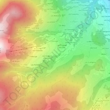Les Riches topographic map, elevation, terrain