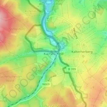Küchelscheid topographic map, elevation, terrain