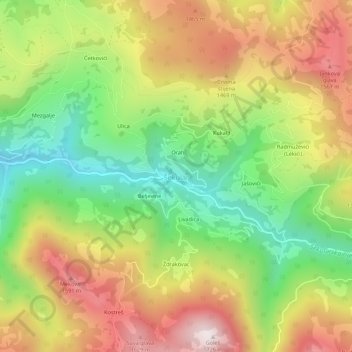 Šekular topographic map, elevation, terrain