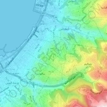 Bqennaya topographic map, elevation, terrain