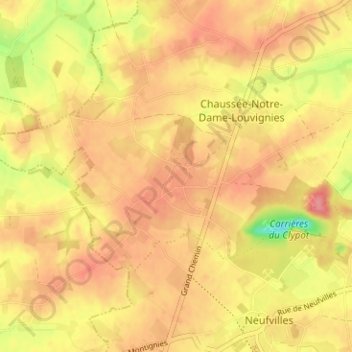 Louvignies topographic map, elevation, terrain