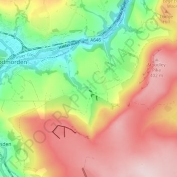 Lumbutts topographic map, elevation, terrain
