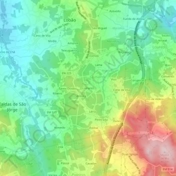 Linhares topographic map, elevation, terrain