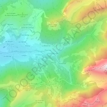 Pont Morgon topographic map, elevation, terrain