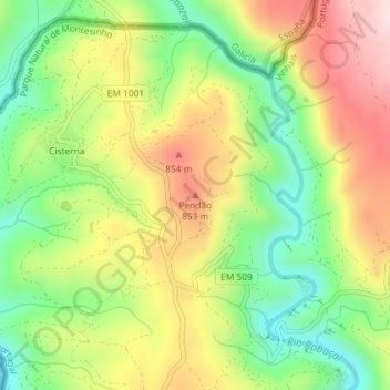 Pendão topographic map, elevation, terrain