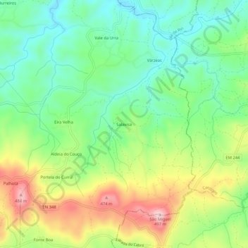 Salavisa topographic map, elevation, terrain
