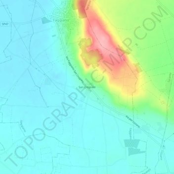 San Crispieri topographic map, elevation, terrain