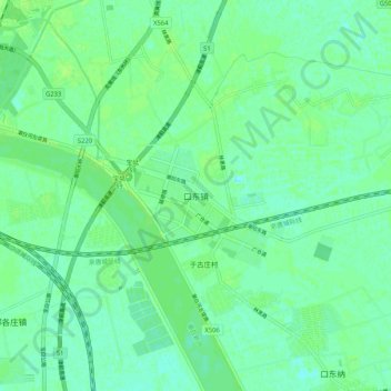 Koudong topographic map, elevation, terrain
