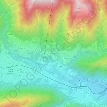 Vocogno topographic map, elevation, terrain
