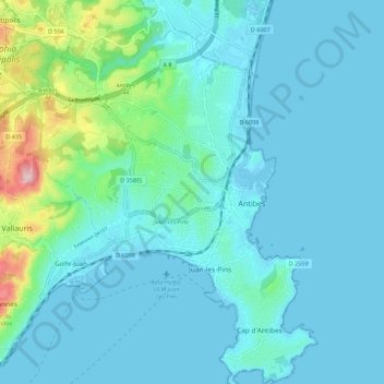 Antibes topographic map, elevation, terrain