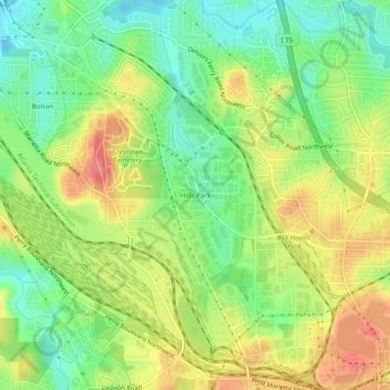 Hills Park topographic map, elevation, terrain