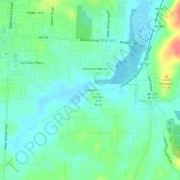Brittain topographic map, elevation, terrain