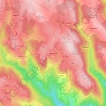 Moustoulat topographic map, elevation, terrain