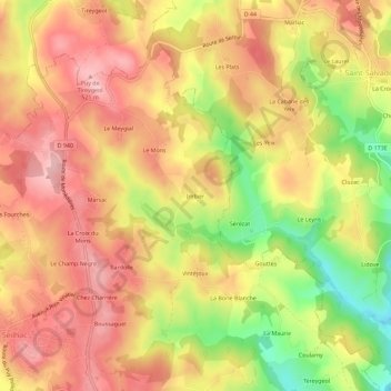 Imbier topographic map, elevation, terrain