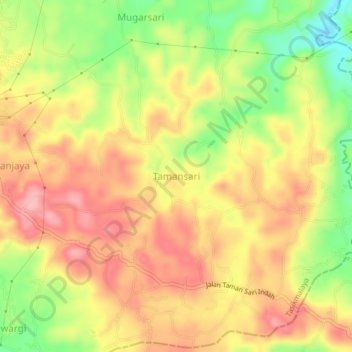 Tamansari topographic map, elevation, terrain