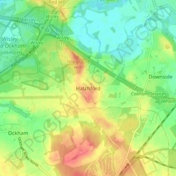 Hatchford topographic map, elevation, terrain