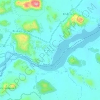 Anegundi topographic map, elevation, terrain