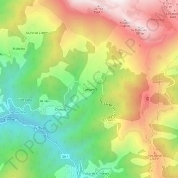 Llanuces topographic map, elevation, terrain